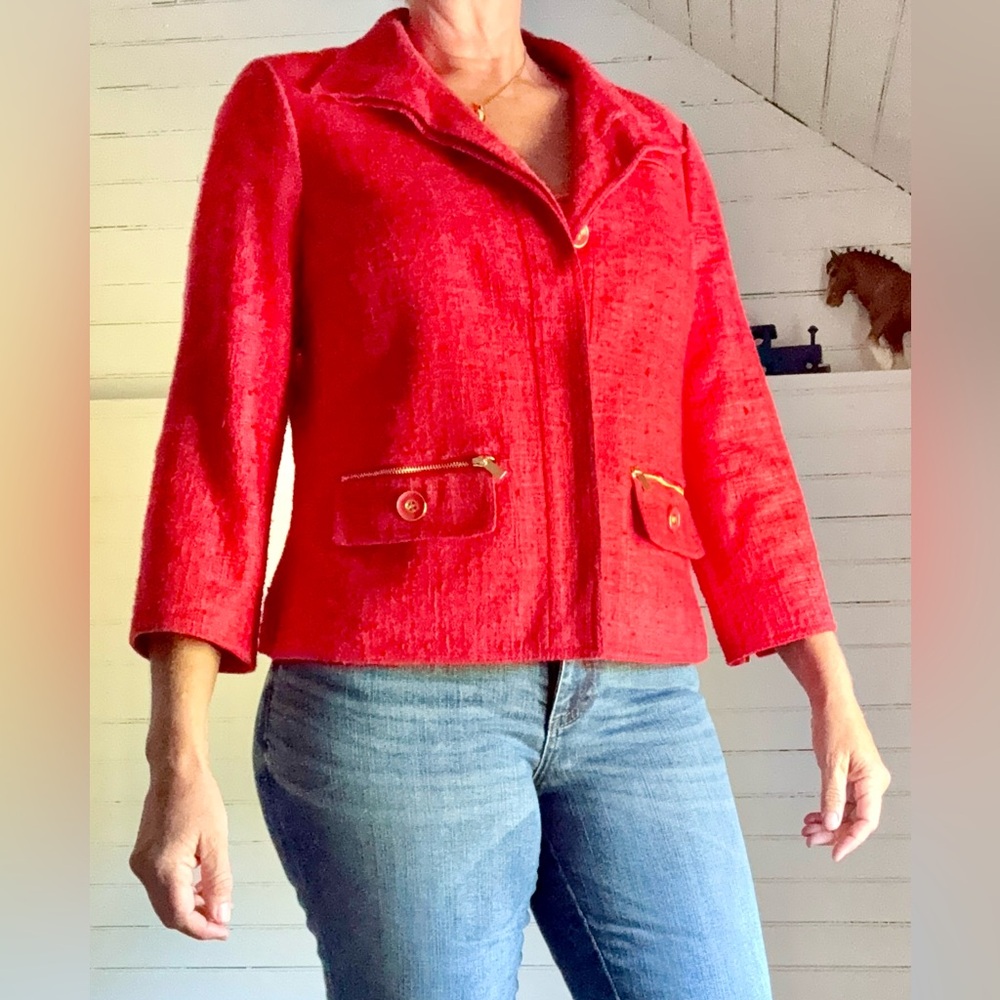 CARLISLE Vintage Silk Zippered Jacket Blazer